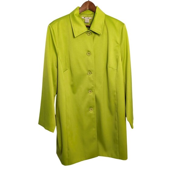 Nygard Jackets & Blazers - Nygard Womens Lime Green Mid-Length Button-Front Dress Jacket 18W Polyester Blen